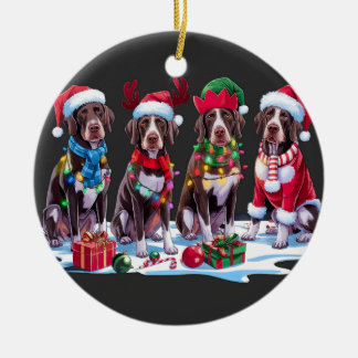 Tyska Pointer Santa-kantler från jul Julgransprydnad Keramik