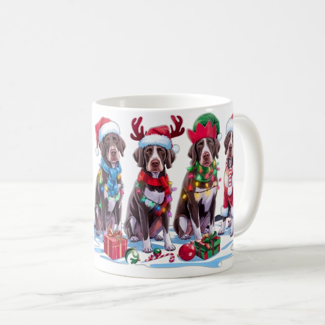 Tyska Pointer Santa-kantler från jul Kaffemugg (Framsida höger)