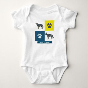 Tyska rasterkvadrat för Shepherd Hund & Tass Y&B-r T Shirt