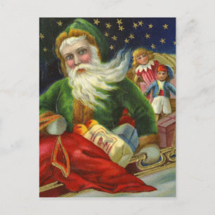 Tyska Santa Deliving Leksaker Helg Vykort