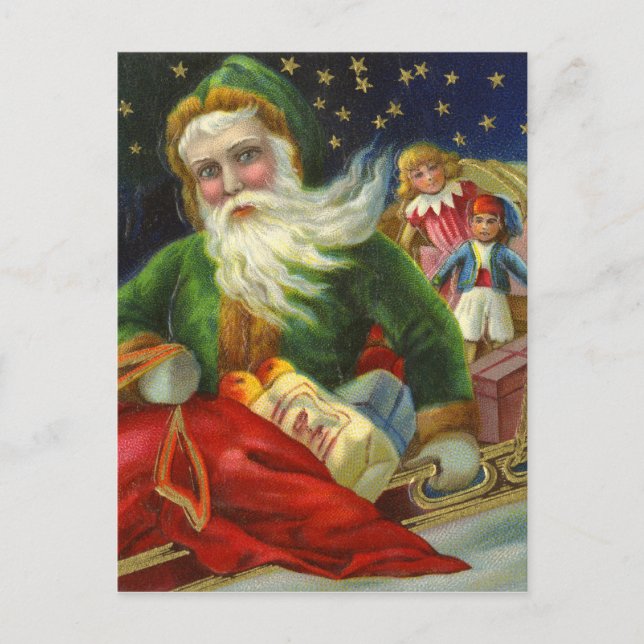 Tyska Santa Deliving Leksaker Helg Vykort (Framsida)