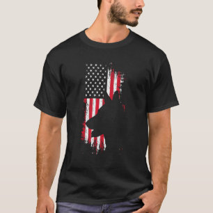 Tyska schepherd American Flagga Usa Patriotic Hund T Shirt