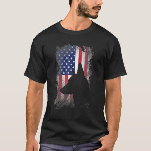 Tyska schepherd American Flagga USA Patriotic Hund T Shirt