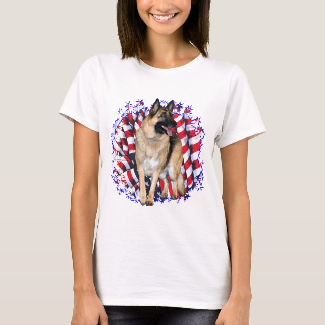 Tyska schepherd Patriot Tee Shirt (Framsida)