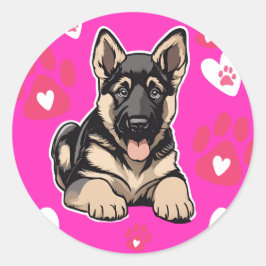 Tyska schepherd Puppy Stickers Runt Klistermärke