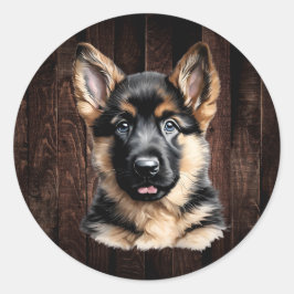 Tyska schepherd Puppy Stickers Runt Klistermärke