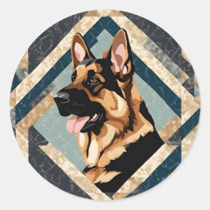 Tyska schepherd Stickers Runt Klistermärke