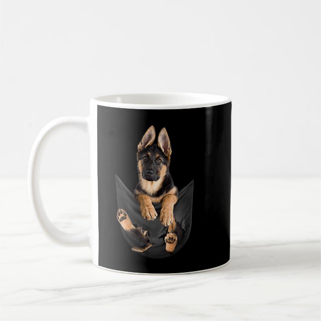 Tyska shefherd in Pocket Rolig hund Älskare Gifts Kaffemugg (Vänster)