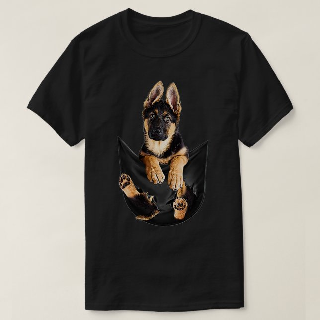 Tyska shefherd in Pocket Rolig hund Älskare Gifts T Shirt (Design framsida)