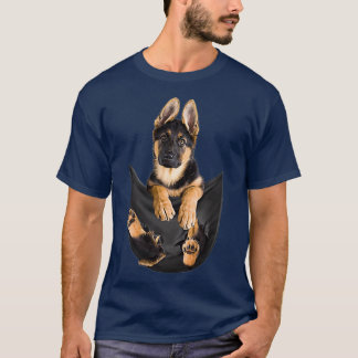 Tyska shefherd in Pocket Rolig hund Älskare Gifts T Shirt