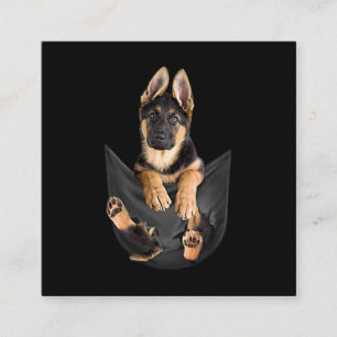 Tyska shefherd in Pocket T-Shirt Rolig hund Älska Fyrkantigt Visitkort