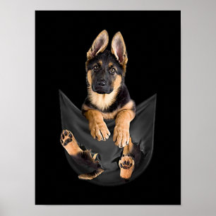 Tyska shefherd in Pocket T-Shirt Rolig hund Älskar Poster
