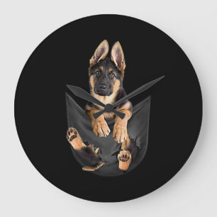 Tyska shefherd in Pocket T-Shirt Rolig hund Älskar Stor Klocka