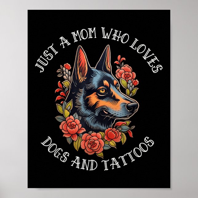 Tyska shefherd Mamma som Kärlek Hundar och Tattoos Poster (Framsidan)