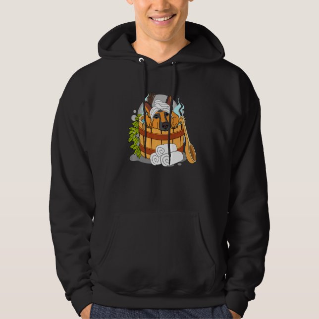 Tyska shefherd och Hälsa Sauna-design Hoodie (Framsida)