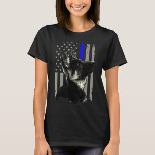 Tyska shefherd Unit Thin Blue Line Flagga polis T Shirt