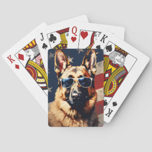 Tyska shepherd 4:e juli Independence day Casinokort