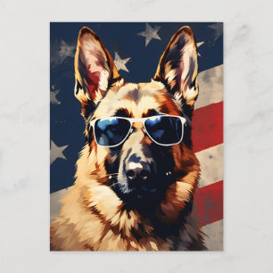 Tyska shepherd 4:e juli Independence day Vykort