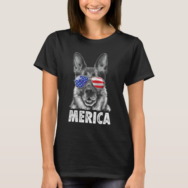 Tyska shepherd 4:e juli Shirt Merica Manar Women T (Framsida)