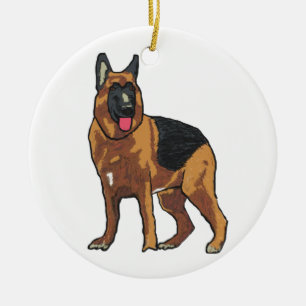 Tyska shepherd Alsatian Julgransprydnad Keramik