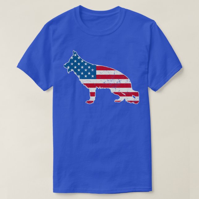 Tyska shepherd American 4:e juli för manar Wome T Shirt (Design framsida)
