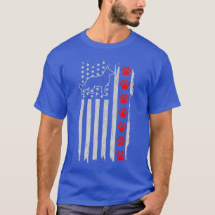 Tyska shepherd American Flagga 4:e juli Patrioti T Shirt