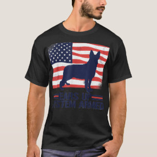 Tyska Shepherd American Flagga Up System Armed T Shirt