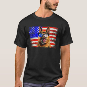 Tyska shepherd American Flagga Usa Fantastisk T Shirt