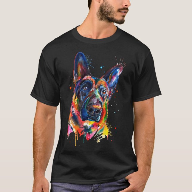Tyska shepherd Art 203 T Shirt (Framsida)