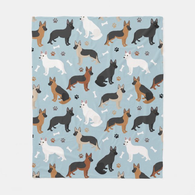 Tyska shepherd Bones och Tass Fleece Blanket (Framsidan)