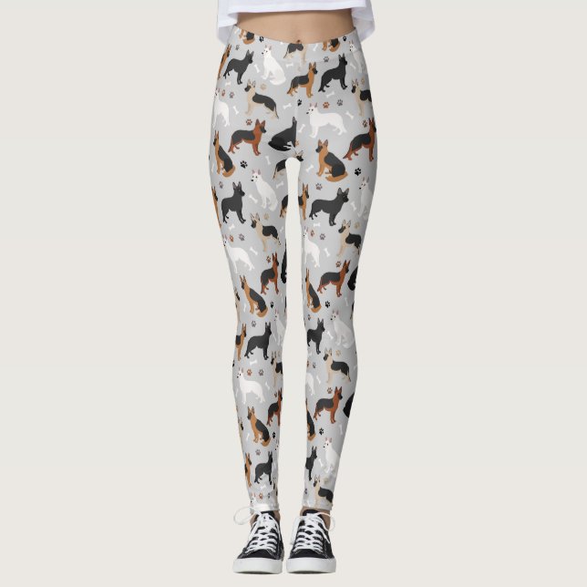 Tyska shepherd Bones och Tass Leggings (Framsida)