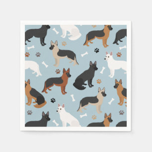 Tyska shepherd Bones och Tassar Napkins Pappersservett