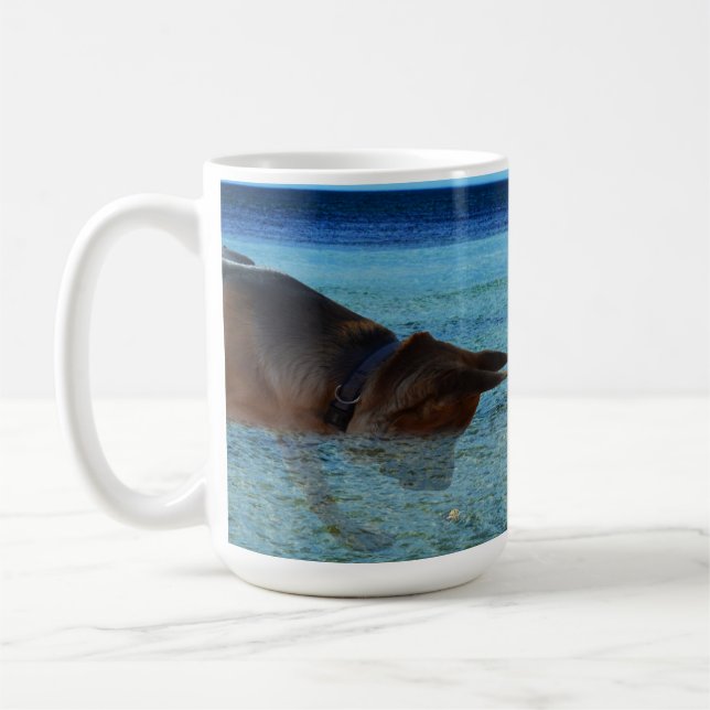 Tyska Shepherd Crabbing Äventyr Kaffemugg (Vänster)