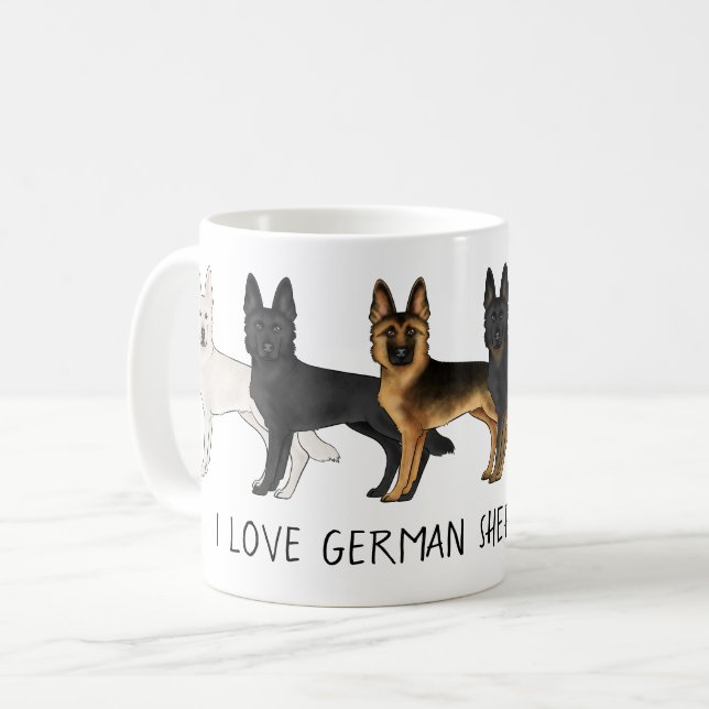 Tyska shepherd Cute Hundar I Kärlek German Shepher Kaffemugg (Framsida vänster)