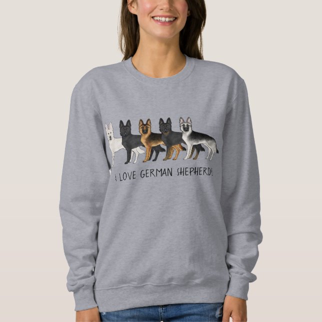 Tyska shepherd Cute Hundar I Kärlek German Shepher T Shirt (Framsida)