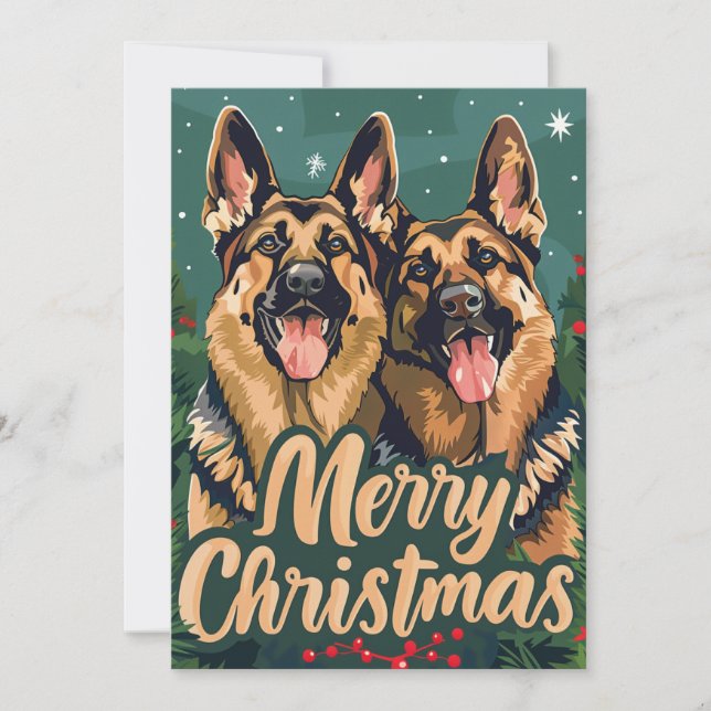 Tyska Shepherd God jul Julkort (Framsida)