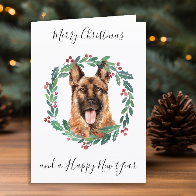 Tyska Shepherd God jul Trendig Hund Helgkort (Skapare uppladdad)
