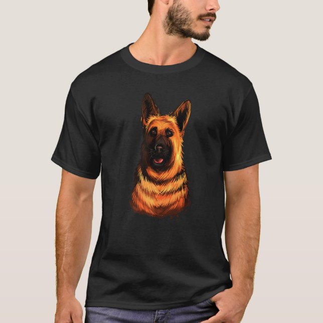 Tyska Shepherd hepherd Hund Animal T Shirt (Framsida)