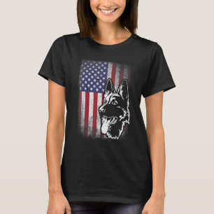 Tyska shepherd Hund 4:e juli amerikanska Flagga US T Shirt