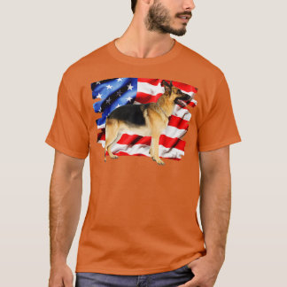 Tyska shepherd Hund, American Flagga, 4 juli T Shirt