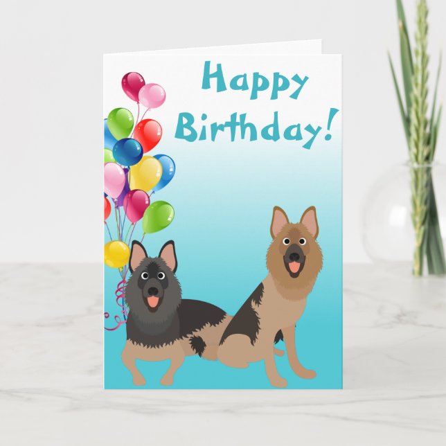 Tyska Shepherd Hund Animal med Balloons Kort (Framsida)