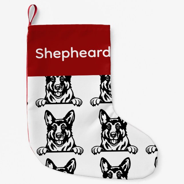 Tyska shepherd-Hund Anpassade hund Socks - P Liten Julstrumpa (Framsidan)