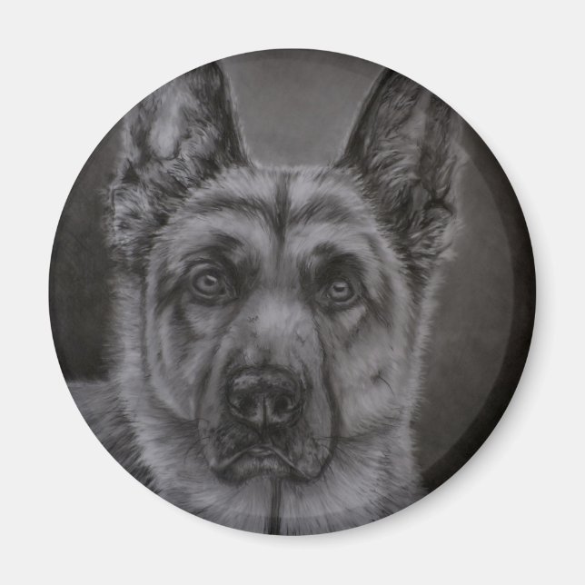 Tyska Shepherd Hund Art - Noble Magnet (Framsidan)