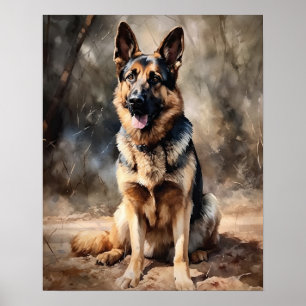 Tyska Shepherd Hund Art Print Poster