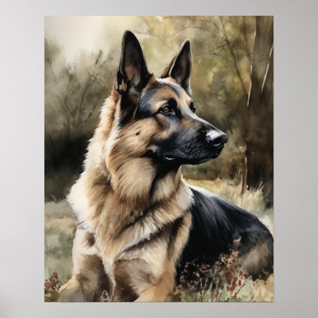 Tyska Shepherd Hund Art Print Poster (Framsidan)