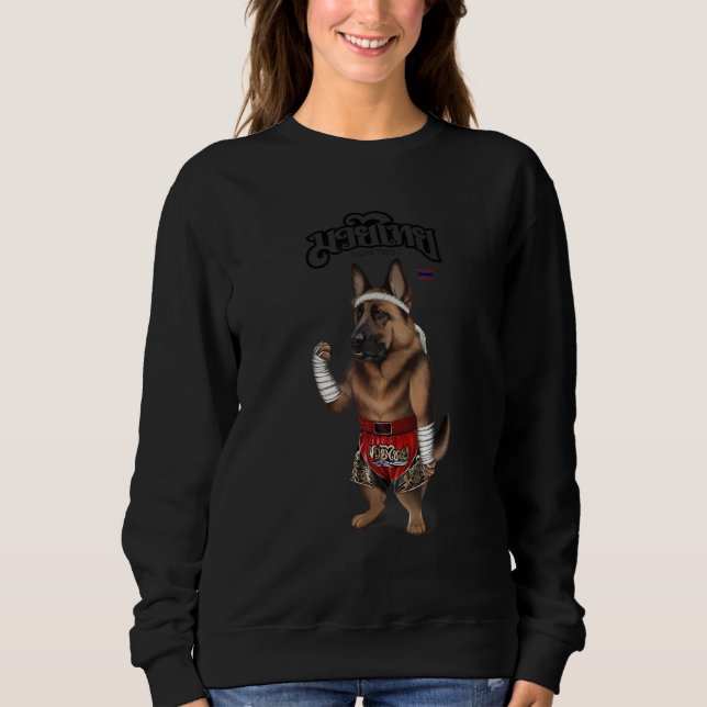 Tyska shepherd Hund as Muay Thai Kick Boxing Champ T Shirt (Framsida)