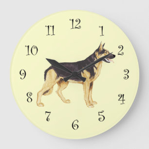 Tyska shepherd Hund aveln Wall Clocks Stor Klocka