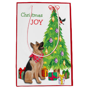 Tyska shepherd Hund, Bird och Julgran