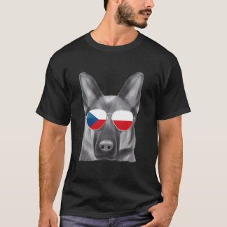 Tyska shepherd Hund Czech Flagga Sunglasses T Shirt