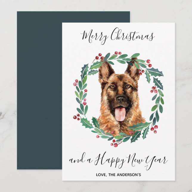 Tyska Shepherd Hund Elegant God jul Julkort (Fram/baksida)